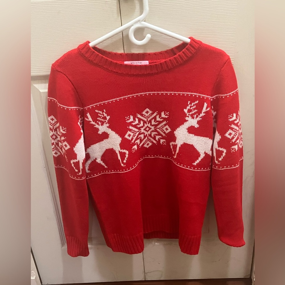 La Vie En Rose Red Christmas Sweater
